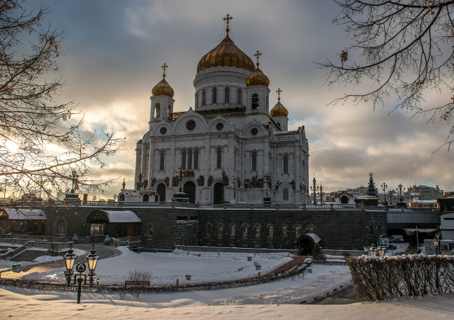 Обои картинки фото cathedral of christ the saviour,  moscow, города, москва , россия, храм