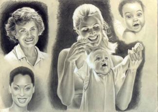 Картинка рисованное люди улыбка взгляд фон дети девушки