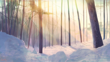 Картинка рисованное природа лес