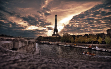 Картинка города париж+ франция закат
