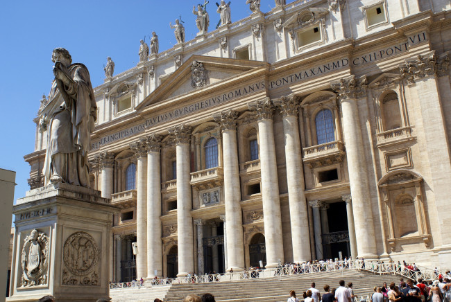 Обои картинки фото basilica of san pietro al vaticano, города, рим,  ватикан , италия, basilica, of, san, pietro, al, vaticano