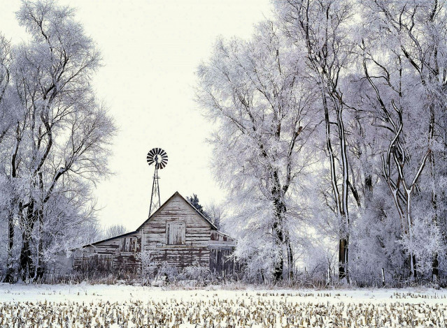 Обои картинки фото разное, сооружения,  постройки, дом, деревья, поле, снег