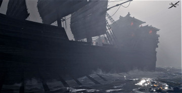 Картинка фэнтези _ghost+blade+ +призрачный+клинок корабль туман море