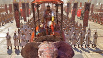 обоя видео игры, age of empires iii,  the asian dynasties, войско, правитель, слон