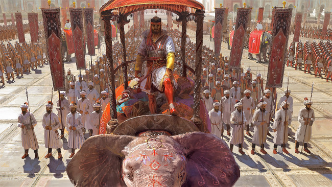 Обои картинки фото видео игры, age of empires iii,  the asian dynasties, войско, правитель, слон