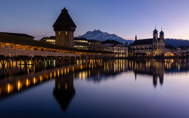 Обои картинки фото kapellbrucke, города, люцерн , швейцария