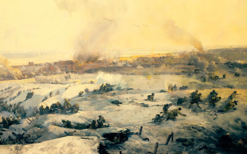 Картинка рисованное живопись война зима люди