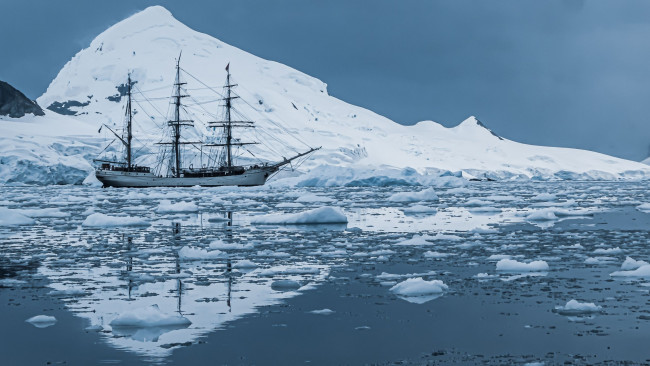 Обои картинки фото корабли, парусники, антарктида, барк, европа