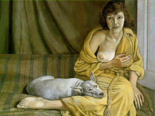Картинка lucian freud girl with white dog рисованные люди