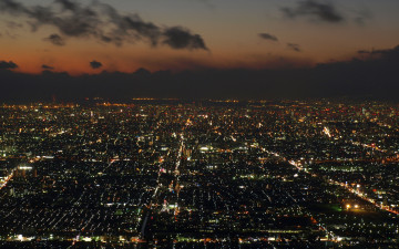 Картинка города огни ночного облака kyoto