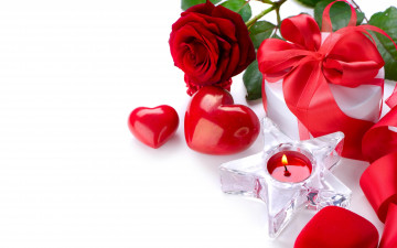Картинка праздничные день св валентина сердечки любовь роза подарок цветок