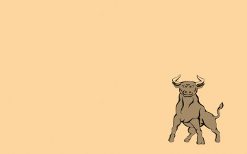 обоя рисованные, животные,  коровы, стойка, рога, bull, бык