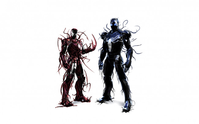 Обои картинки фото железный человек, рисованные, комиксы, железный, человек, iron, man, веном, карнаж, слияние, venom, carnage