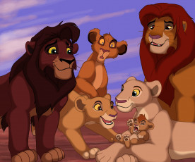 Картинка рисованное животные +львы прайд семя львы