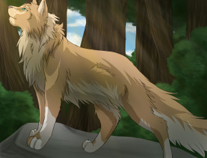 Картинка рисованное животные +волки волк лес