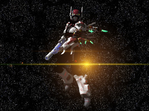 Картинка 3д+графика фантазия+ fantasy звезды космос оружие девушка вселенная