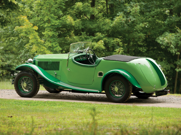 Обои картинки фото автомобили, классика, tourer, special, augusta, lancia, by, march, 1934г, зеленый