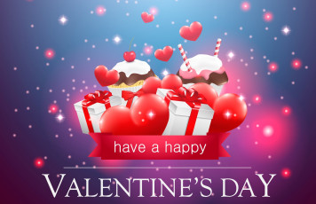 Картинка праздничные день+святого+валентина +сердечки +любовь день влюбленных сердце кексы подарки