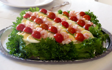 Картинка еда салаты +закуски огурцы яйца креветки салат помидоры