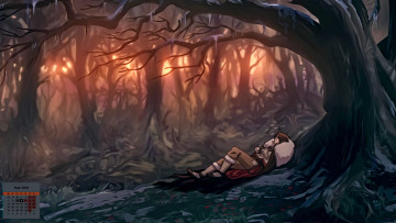 Картинка календари аниме отдых мужчина лес деревья 2018