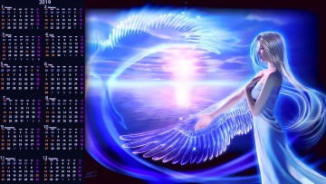 Картинка календари фэнтези крылья девушка лебедь