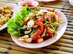Картинка еда рыбные+блюда +с+морепродуктами острый салат из морепродуктов