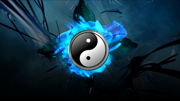 Картинка 3д графика yin yang инь Янь цвета фон