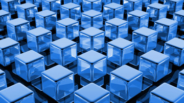 Картинка 3д графика modeling моделирование голубой кубики
