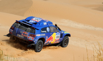 Картинка спорт авторалли синий red bull песок volkswagen touareg dakar rally пустыня дакар