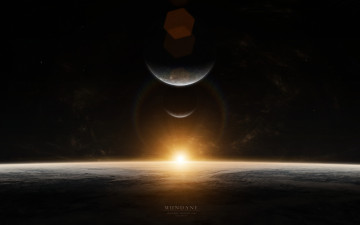 Картинка космос арт mundane планеты восход звезды sunrise
