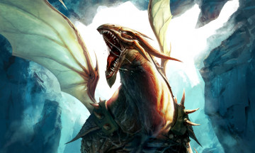 Картинка фэнтези драконы дракон пасть крылья скалы броня