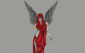 Картинка ангел фэнтези ангелы красная одежда девушка крылья