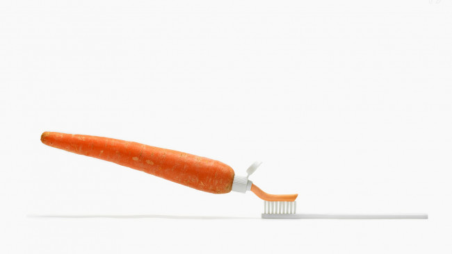 Обои картинки фото юмор и приколы, морковь, зубная, паста, щётка