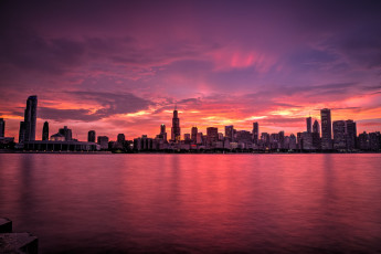 Картинка города Чикаго+ сша мичиган usa вечер город иллиноис chicago небоскребы Чикаго