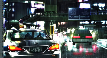 Картинка календари аниме машина дождь ночь дорога