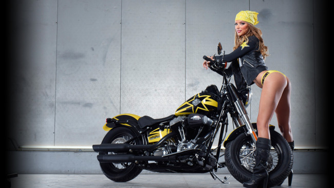 Обои картинки фото мотоциклы, мото с девушкой, красивая, девушка, marissa kimberlin