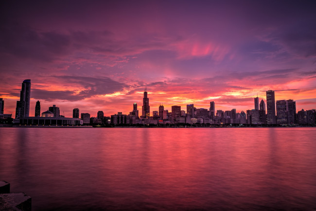 Обои картинки фото города, Чикаго , сша, мичиган, usa, вечер, город, иллиноис, chicago, небоскребы, Чикаго