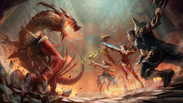 Картинка видео+игры metin+2 девушки мужчина дракон фон оружие бой