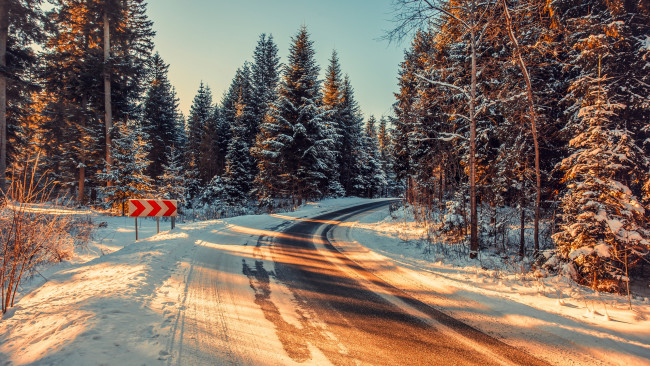 Обои картинки фото природа, дороги, зимняя, дорога