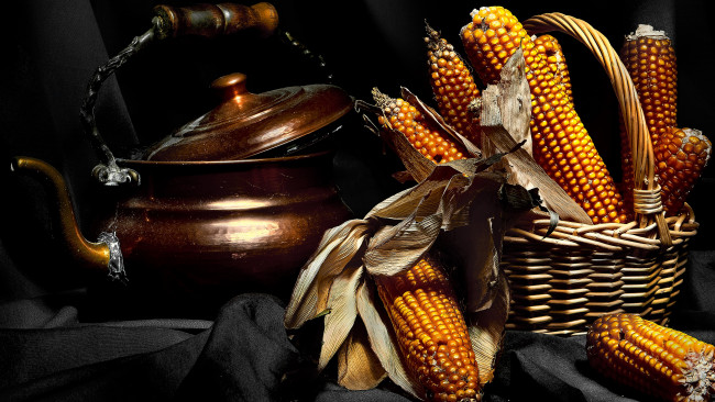 Обои картинки фото еда, кукуруза, початки