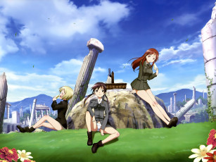 Картинка аниме strike witches девушки руины