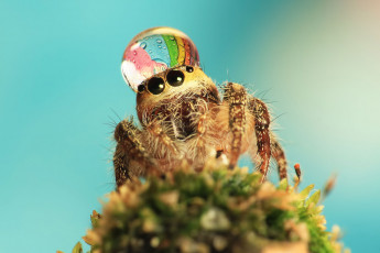 Картинка животные пауки паук фон капля