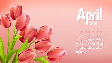 Картинка календари рисованные +векторная+графика тюльпаны