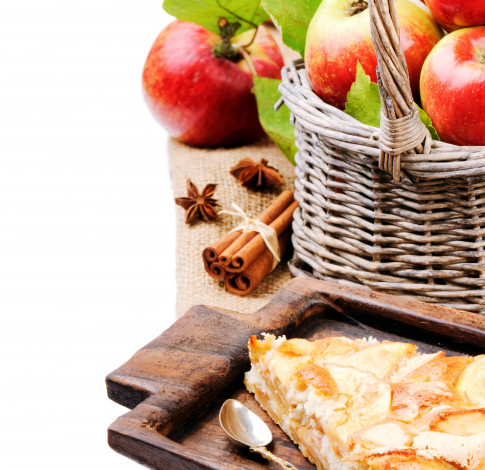 Обои картинки фото еда, пироги, пай, бадьян, яблоки, корица