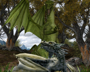 Картинка 3д+графика существа+ creatures деревья драконы
