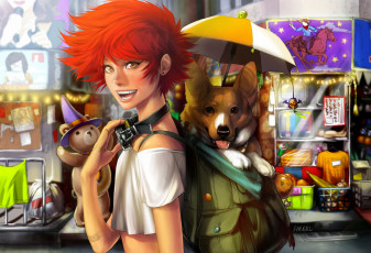Картинка аниме cowboy+bebop зонт взгляд игрушки рюкзак ed ein собака