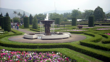 Картинка природа парк клумбы фонтан