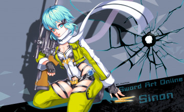 Картинка аниме sword+art+online взгляд девушка фон