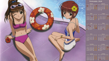 Картинка календари аниме девушка взгляд бассейн цветок