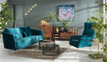 Картинка интерьер гостиная кресло диван растения